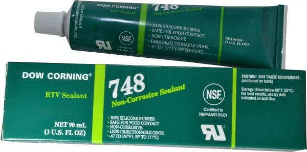 Dow Corning - 3 oz Tube Off-White RTV Silicone Joint Sealant - -67 to 350°F Operating Temp, 30 min Tack Free Dry Time, 36 hr Full Cure Time, Series 748 - Exact Tooling
