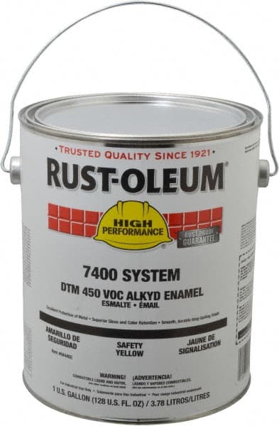 Rust-Oleum - 1 Gal Safety Yellow Gloss Finish Industrial Enamel Paint - Interior/Exterior, Direct to Metal, <450 gL VOC Compliance - Exact Tooling