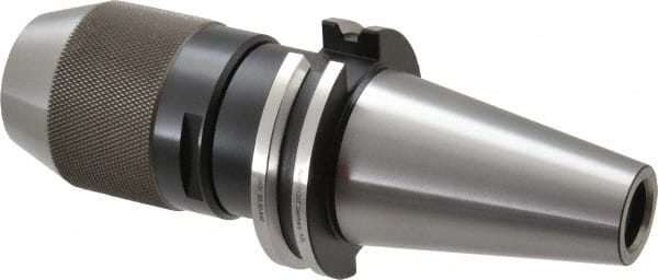 Albrecht - CAT40, 1/32 to 1/2" Capacity, Steel Integral Shank Drill Chuck - Keyless, Taper Shank, 2" Sleeve Diam, 3-15/16" Open Length - Exact Tooling
