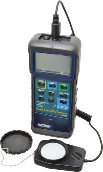 Extech - 9 Volt Battery, 5,000 FC, LCD Display, Color Corrected Photodiode, Light Meter - 4 Accuracy, Compatible with Fluorescent, High Pressure Sodium, Mercury, Tungsten Lighting, Built In Memory - Exact Tooling