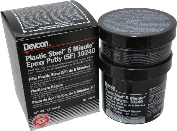 Devcon - 1 Lb Pail Two Part Epoxy - 5 min Working Time, 2,026 psi Shear Strength, Series Plastic Steel - Exact Tooling