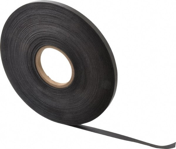 Mag-Mate - 200' Long x 1/2" Wide x 1/32" Thick Flexible Magnetic Strip - 4 Lb Max Pull Force, 2 Linear Ft/Lb Magnetic Pull Force, Plain Back - Exact Tooling