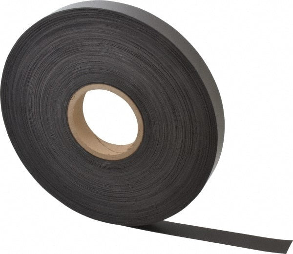 Mag-Mate - 200' Long x 1" Wide x 1/32" Thick Flexible Magnetic Strip - 8 Lb Max Pull Force, 4 Linear Ft/Lb Magnetic Pull Force, Plain Back - Exact Tooling