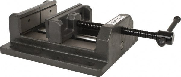 Palmgren - 6" Jaw Opening Capacity x 2" Throat Depth, Horizontal Drill Press Vise - 6" Wide Jaw, Stationary Base, Standard Speed, 11" OAL x 3-9/16" Overall Height - Exact Tooling