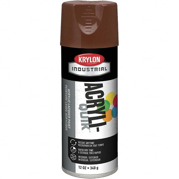 Krylon - Leather Brown, 12 oz Net Fill, Gloss, Lacquer Spray Paint - 15 to 20 Sq Ft per Can, 16 oz Container, Use on Cabinets, Color Coding Steel & Lumber, Conduits, Drums, Ducts, Furniture, Motors, Pipelines, Tools - Exact Tooling
