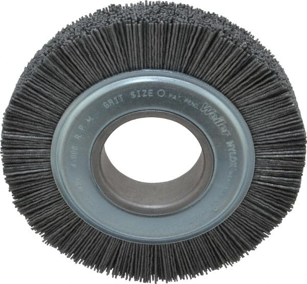 Weiler - 6" OD, 2" Arbor Hole, Crimped Nylon Wheel Brush - 1" Face Width, 1-1/4" Trim Length, 0.04" Filament Diam, 3,600 RPM - Exact Tooling