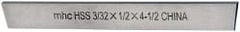 Interstate - 3/32 Inch Wide x 1/2 Inch High x 4-1/2 Inch Long, Parallel Cutoff Blade - M2 Grade, Bright Finish - Exact Tooling