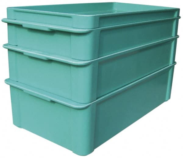 MFG Tray - 225 Lb Load Capacity Green Fiberglass Tote Container - Stacking, 23.4" Long x 12" Wide x 4.4" High - Exact Tooling
