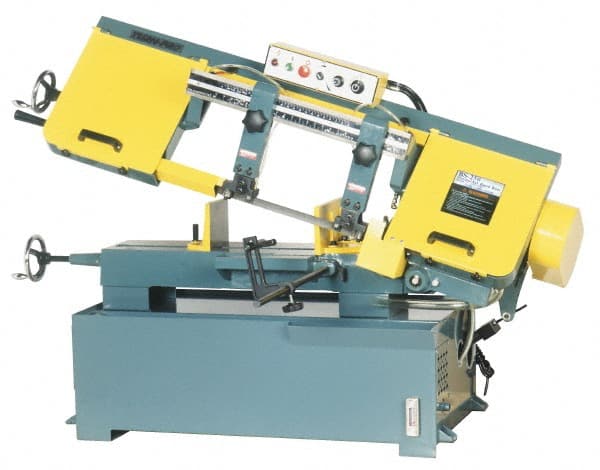 Enco - 10 x 17" Max Capacity, Manual Step Pulley Horizontal Bandsaw - 220/440 Volts, 2 hp, 3 Phase - Exact Tooling