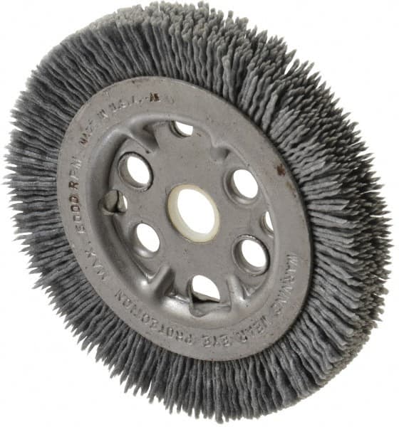 Anderson - 4-1/4" OD, 5/8" Arbor Hole, Crimped Nylon Wheel Brush - 7/16" Face Width - Exact Tooling
