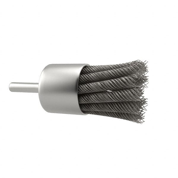 Anderson - 1-1/8" Brush Diam, Knotted, End Brush - 1/4" Diam Shank, 22,000 Max RPM - Exact Tooling