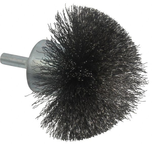 Anderson - 2-3/4" Brush Diam, Crimped, Flared End Brush - 1/4" Diam Shank, 16,000 Max RPM - Exact Tooling