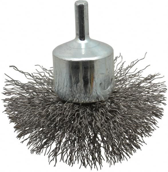 Anderson - 3" Brush Diam, Crimped, Flared End Brush - 1/4" Diam Shank, 16,000 Max RPM - Exact Tooling