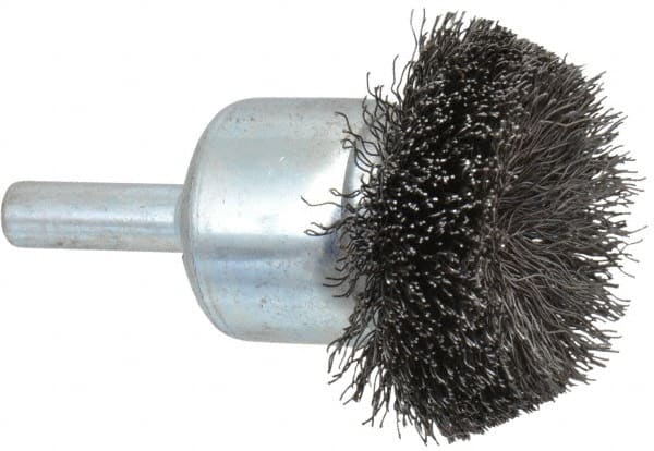 Anderson - 1-1/2" Brush Diam, Crimped, Flared End Brush - 1/4" Diam Shank, 20,000 Max RPM - Exact Tooling
