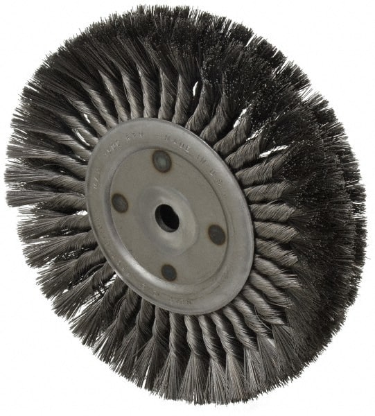 Anderson - 10" OD, 3/4" Arbor Hole, Knotted Steel Wheel Brush - 11/16" Face Width, 2-1/4" Trim Length, 0.014" Filament Diam, 4,500 RPM - Exact Tooling