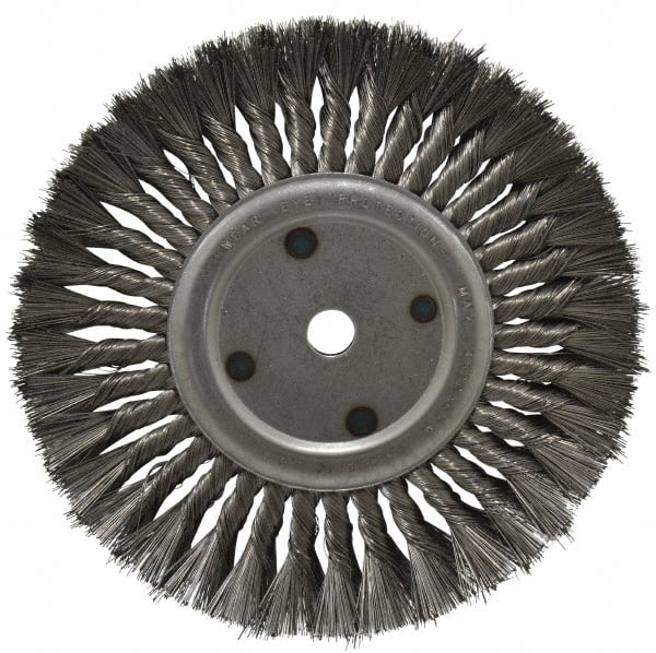 Anderson - 10" OD, 3/4" Arbor Hole, Knotted Steel Wheel Brush - 11/16" Face Width, 2-1/4" Trim Length, 0.016" Filament Diam, 4,500 RPM - Exact Tooling