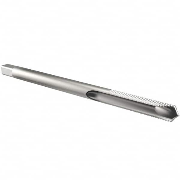 Kennametal - 5/16-18 UNC, 2 Flute, Bright Finish, High Speed Steel Spiral Point Tap - Plug Chamfer, Right Hand Thread, 2-23/32" OAL, 1-1/8" Thread Length, 0.318" Shank Diam - Exact Tooling
