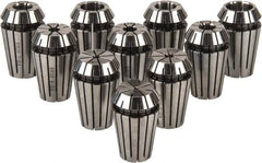 Accupro - 10 Piece, 0.02" to 0.393" Capacity, ER Collet Set - 0.01mm TIR, Series ER16 - Exact Tooling