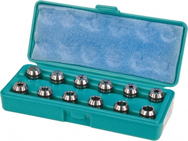 Accupro - 12 Piece, 0.039" to 0.511" Capacity, ER Collet Set - 0.01mm TIR, Series ER20 - Exact Tooling