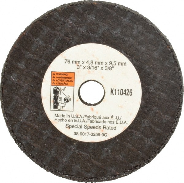 3M - 3" Aluminum Oxide Cutoff Wheel - 3/16" Thick, 3/8" Arbor, 20,375 Max RPM, Use with Die Grinders - Exact Tooling