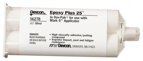 Devcon - 50 mL Cartridge Two Part Epoxy - 25 min Working Time, 2,750 psi Shear Strength - Exact Tooling