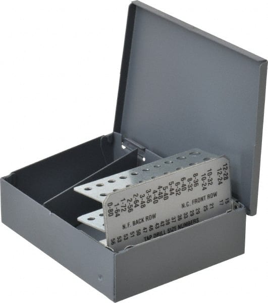 Huot - #0-80 to #12-28 Tap Storage - 3-1/4" Wide x 4-1/2" Deep x 1" High, Steel - Exact Tooling
