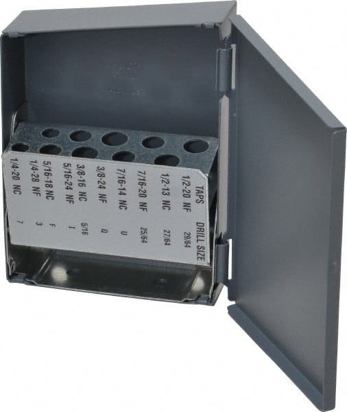 Huot - 1/4-20 to 1/2-20 Tap Storage - 3-1/4" Wide x 4-1/2" Deep x 1" High, Steel - Exact Tooling