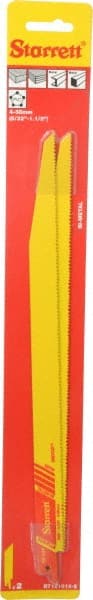 Starrett - 12" Long x 3/4" Thick, Bi-Metal Reciprocating Saw Blade - Tapered Profile, 10 to 14 TPI, Toothed Edge, Universal Shank - Exact Tooling