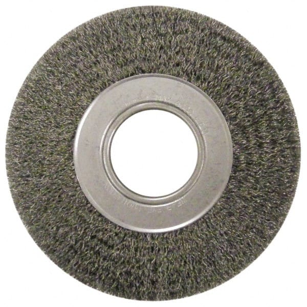 Anderson - 7" OD, 2" Arbor Hole, Crimped Steel Wheel Brush - 1-3/4" Face Width, 1-5/8" Trim Length, 0.0118" Filament Diam, 6,000 RPM - Exact Tooling
