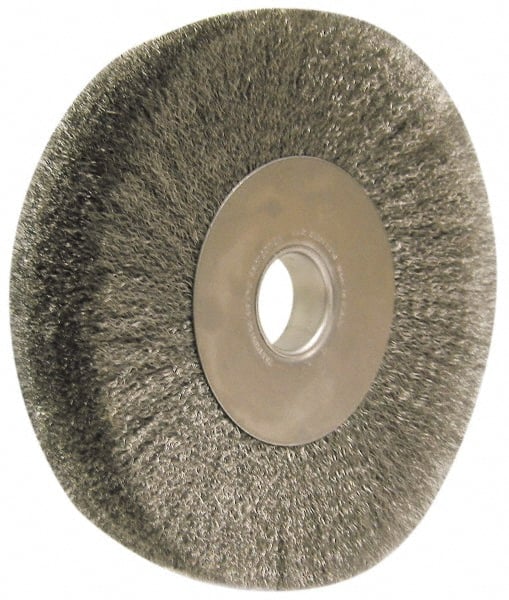 Anderson - 12" OD, 2" Arbor Hole, Crimped Steel Wheel Brush - 2" Face Width, 3" Trim Length, 0.0118" Filament Diam, 3,000 RPM - Exact Tooling