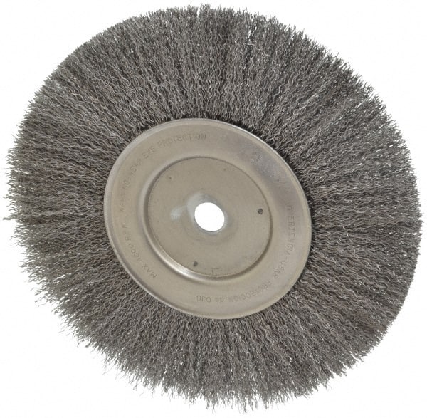 Anderson - 10" OD, 3/4" Arbor Hole, Crimped Steel Wheel Brush - 1/2" Face Width, 2-15/32" Trim Length, 0.014" Filament Diam, 3,600 RPM - Exact Tooling