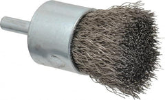Anderson - 1" Brush Diam, Crimped, End Brush - 1/4" Diam Shank, 22,000 Max RPM - Exact Tooling