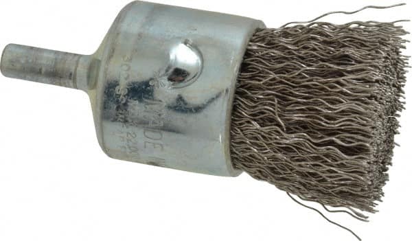 Anderson - 1" Brush Diam, Crimped, End Brush - 1/4" Diam Shank, 22,000 Max RPM - Exact Tooling
