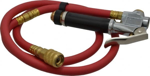 Acme - 120 Max psi Open Check Zinc Inflator Gauge - Lock On Chuck, 1/4 FPT, 10 to 120 psi Pressure Range - Exact Tooling