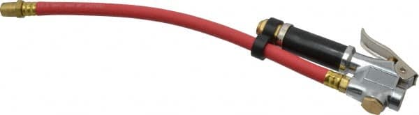 Acme - 90 Max psi Open Check Zinc Inflator Gauge - Straight Push On Chuck, 1/4 FPT, 10 to 90 psi Pressure Range - Exact Tooling
