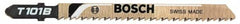Bosch - 4" Long, 6 Teeth per Inch, High Carbon Steel Jig Saw Blade - Toothed Edge, 1/4" Wide x 0.05" Thick, T-Shank, Ground Side Tooth Set - Exact Tooling