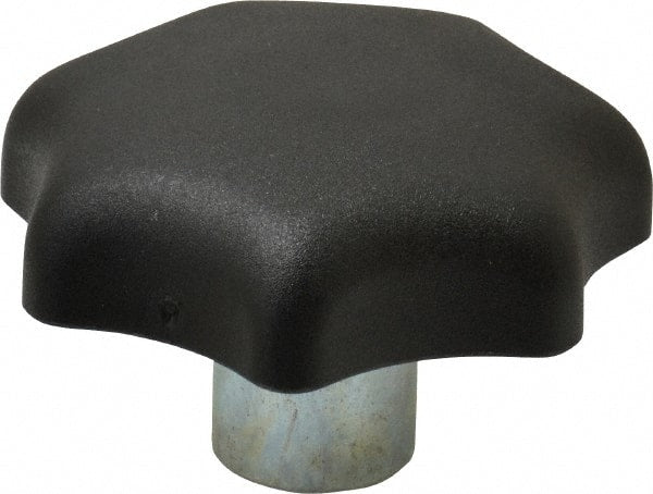 KIPP - 63mm Head Diam, 7 Point Lobed Knob - M12x1.75 Hole, Thermoplastic, Black - Exact Tooling