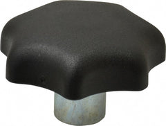 KIPP - 63mm Head Diam, 7 Point Lobed Knob - M12x1.75 Hole, Thermoplastic, Black - Exact Tooling