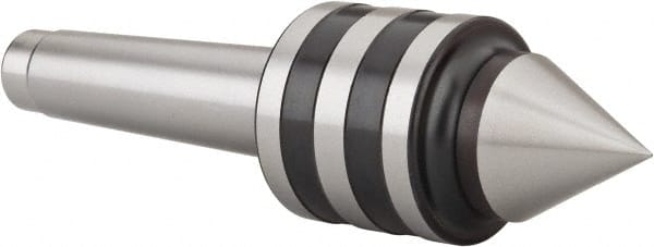 Value Collection - MT3 Taper Shank, 1.7717" Head Diam Live Center - 4,000 Max RPM, 1.2598" Point Diam, 2.95" Point Len, 705.48 Lb Max Workpc, 6.4567" OAL, 1.12" Long Tip, Standard Point - Exact Tooling