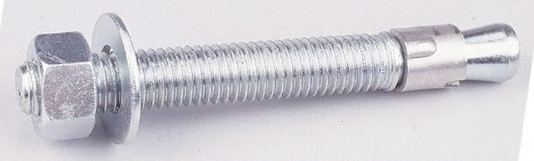 Value Collection - 3/4" Diam, 3/4" Drill, 7" OAL, 2-3/4" Min Embedment Wedge Expansion Concrete Anchor - Grade 5 Steel, Galvanized Finish, Hex Nut Head, Hex Drive, 4" Thread Length - Exact Tooling