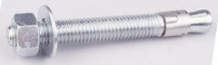 Made in USA - 3/4" Diam, 3/4" Drill, 5-1/2" OAL, 1-5/8" Min Embedment Wedge Expansion Concrete Anchor - Grade 5 Steel, Galvanized Finish, Hex Nut Head, Hex Drive, 3-5/8" Thread Length - Exact Tooling