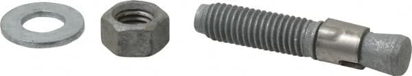 Made in USA - 1/2" Diam, 1/2" Drill, 2-3/4" OAL, 3-3/8" Min Embedment Wedge Expansion Concrete Anchor - Grade 5 Steel, Galvanized Finish, Hex Nut Head, Hex Drive, 1-1/2" Thread Length - Exact Tooling