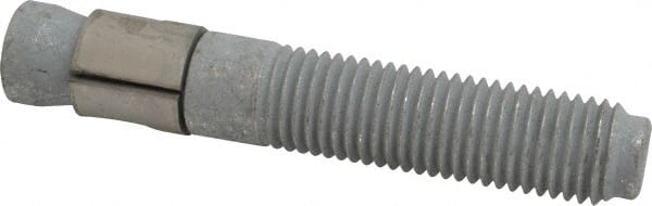 Made in USA - 1" Diam, 1" Drill, 6" OAL, 1-1/8" Min Embedment Wedge Expansion Concrete Anchor - Grade 5 Steel, Galvanized Finish, Hex Nut Head, Hex Drive, 3-1/8" Thread Length - Exact Tooling