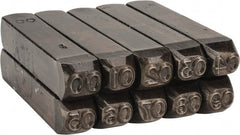 Made in USA - 10 Piece, 1/4" Character Steel Stamp Set - Double Digit Figures, Double Digits - Exact Tooling