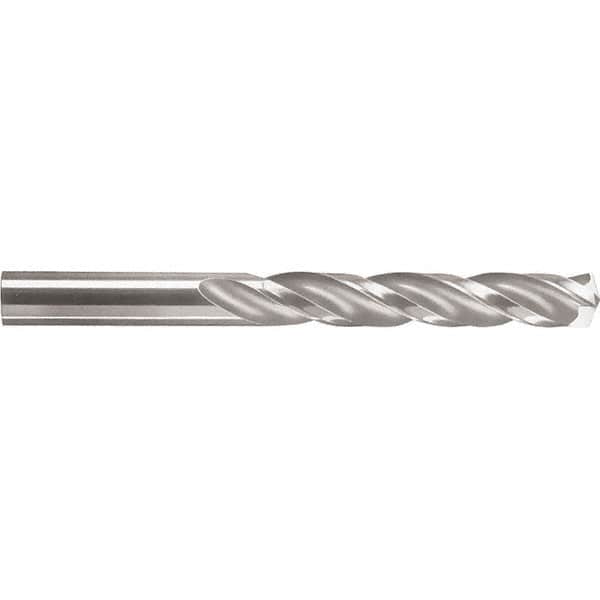 SGS - 4.1mm 150° Spiral Flute Solid Carbide Screw Machine Drill Bit - Bright Finish, Right Hand Cut, 22mm Flute Length, 55mm OAL, Standard Point, Straight Shank - Exact Tooling