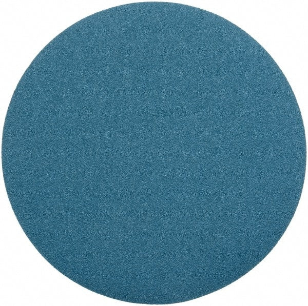 Superior Abrasives - 18" Diam, 40 Grit Zirconia Alumina Adhesive PSA Disc - Coarse Grade, Blue, Cloth Backing, Flexible - Exact Tooling