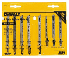DeWALT - 8 Piece, 3" to 4" Long, 6 to 26 Teeth per Inch, Jig Saw Blade Set - T-Shank - Exact Tooling