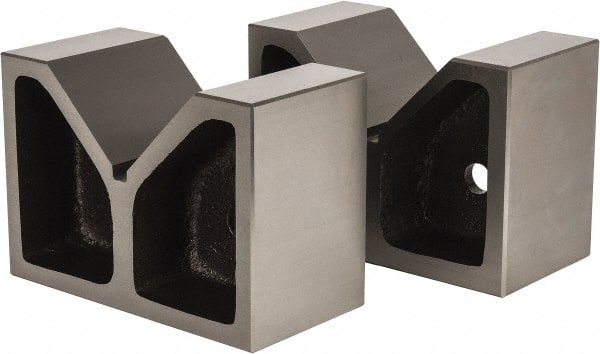 Value Collection - 4-1/2" Max Capacity, 90° Angle, Cast Iron V-Block - 8" Long x 4" Wide x 5-1/2" High, Sold as Matched Pair - Exact Tooling
