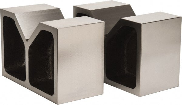Value Collection - 5-1/8" Max Capacity, 90° Angle, Cast Iron V-Block - 12" Long x 6" Wide x 8" High, Sold as Matched Pair - Exact Tooling