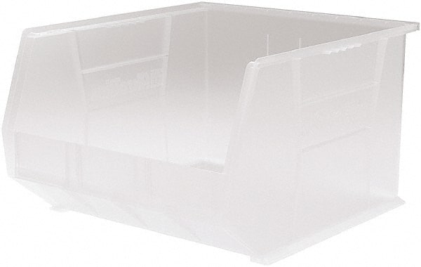 Akro-Mils - 75 Lb. Load Capacity, 18" Deep, Clear Polymer Hopper Stacking Bin - 11" High x 16-1/2" Wide x 18" Long - Exact Tooling